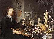 BAILLY, David Self-Portrait with Vanitas Symbols dddw Sweden oil painting reproduction